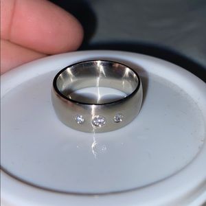 NWT, Stainless steel triple Diamond band